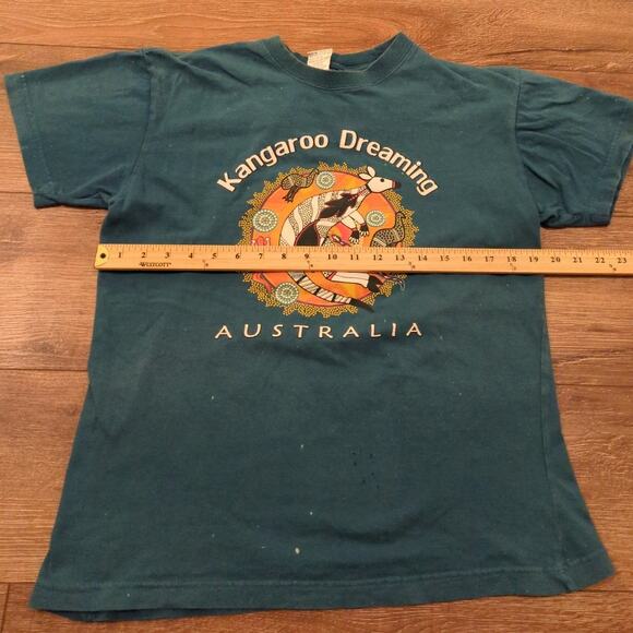VTG Australia Kangaroo Dreaming Adult Medium Shirt Green Faded Distressed - Picture 4 of 7